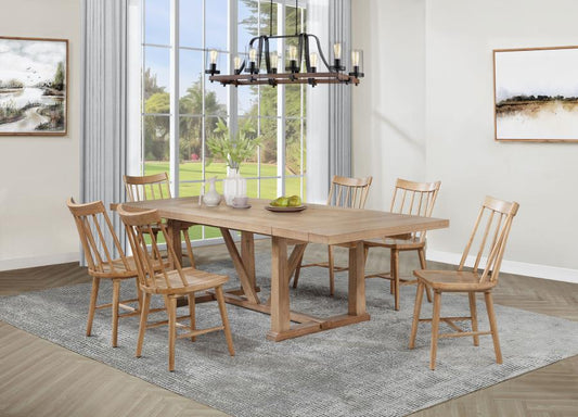 Middleton 7-Piece Extension Leaf Dining Set Natural Brown