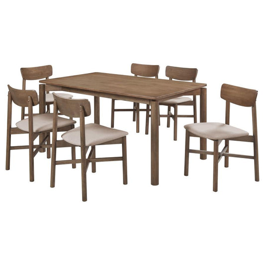 Parkridge 7-Piece 59-Inch Wood Dining Set Natural Walnut