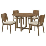 Crestmore 5-Piece 46-Inch Round Wood Dining Table Set – Walnut