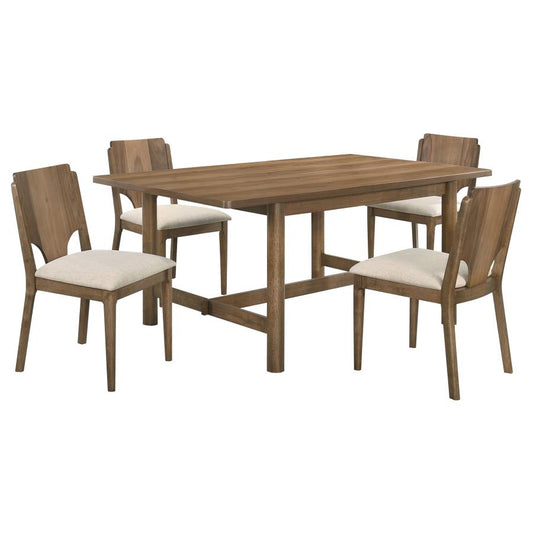Crestmore 5-Piece Rectangular Dining Table Set – Walnut