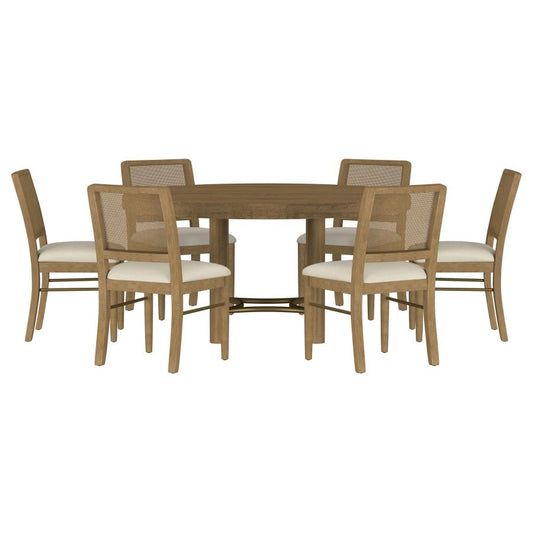 Arini 7-Piece Round Dining Room Table Set Sand Wash