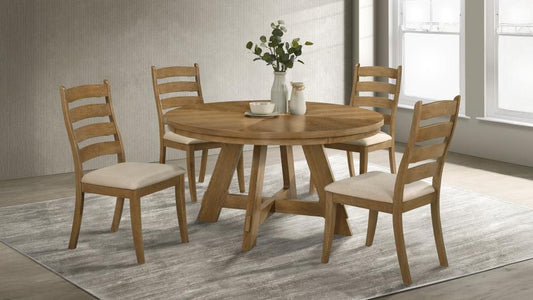 Danvers 5-Piece Dining Table Set Brown Oak and Latte