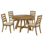 Danvers 5-Piece Dining Table Set Brown Oak and Latte