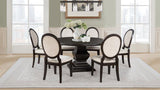 Twyla 7-Piece Round Wood Dining Room Table Set Dark Cocoa