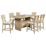 Kailani 7-Piece Wood Counter Height Dining Set Beige Oak