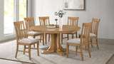 Hartville 7-Piece Round Dining Table Set – Natural Light Brown