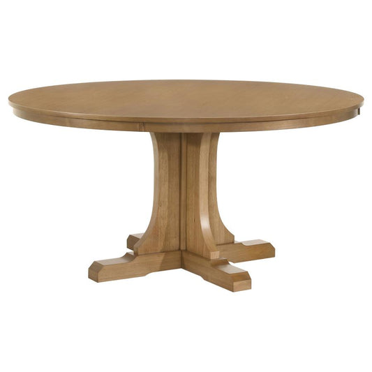Hartville 7-Piece Round Dining Table Set – Natural Light Brown