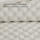 Soft Velvet Cross Stitch Coverlet Set with Shams, White