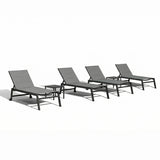 PURPLE LEAF Outdoor Aluminum Chaise Lounge with Wheels and Side Table for Outdoor Backyard Poolside