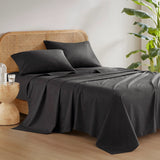 4-Piece 144TC 100% Cotton Solid Sheet Set, Black