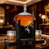 Football Decanter with 2 Whiskey & Wine Glasses & Chillers