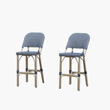 PURPLE LEAF Outdoor Bar Height Stools Set of 2 French Country Patio Rattan Bar Stool Chairs Outdoor Armless Barstools for Porch Garden Indoor Kitchen