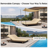 PURPLE LEAF Outdoor Daybed for Patio,  Poolside Chaise Lounge Bed with Cushion, Olefin Blend Fabric, Aluminum Frame Sunbed with Side Table for Deck and Backyard