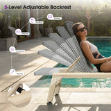 PURPLE LEAF Pool Oversized Lounge Chairs Rattan Aluminium Patio Chaise Lounge Outdoor Adjustable Recliner Finish Loungers Woven PE Sun Chairs for Poolside Deck Beach