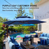 PURPLE LEAF Double Top 11 ft Round Outdoor Patio Umbrella with High Quality Sunbrella Fabric