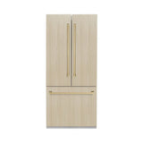 ZLINE 36" Panel Ready Built-In Bottom Freezer Refrigerator,Water Dispenser, Ice Maker,Graphite Gray, Champagne Bronze GRBIVZ-36-CB