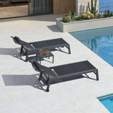 PURPLE LEAF Outdoor Lounge Chair Patio Chaise Pool Lounger Aluminum Frame with Side Table and Wheels for Outside Sunbathing Tanning Recliner Including Pillows