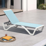 PURPLE LEAF Patio Chaise Lounge Chair Outdoor Plastic Textilene Sun Bathing Recliner Tanning Pool Lounger with 6 Adjustable Position for Outside Beach in-Pool Lawn Poolside