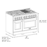 ZLINE 48" Select Dual Fuel Range Gas Cooktop Electric Convection Oven Stainless Steel Champagne Bronze HDRZ-48-CB