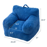 MAXYOYO Kids Bean Bag Chair, Corduroy Bean Bag Couch with Armrests for Children's Room (Blue)