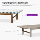 PURPLE LEAF Outdoor Teak Chaise Lounge Chair, Wood Grain Aluminum Outdoor Pool Lounge Chairs with Adjustable Backrest, Breathable Recliner for Patio, Poolside, Garden