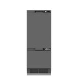 ZLINE 30" Panel Ready Built-In Bottom Freezer Refrigerator,Water Dispenser, Ice Maker,Graphite Gray, Champagne Bronze GRBIVZ-30-CB