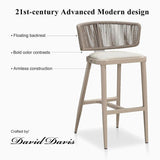PURPLE LEAF Outdoor Bar Stools, All Weather Rattan and Aluminum Patio Bar Stool with Cushion for Indoor and Outdoor.