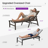 PURPLE LEAF Outdoor Chaise Lounge Chair Patio Pool Lounger Aluminum Chairs with Side Table and Wheels Adjustable Tanning Recliner with Armrests for Outside Backyard Deck Beach