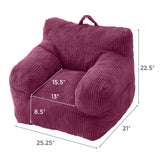 MAXYOYO Kids Bean Bag Chair, Corduroy Bean Bag Couch with Armrests for Children's Room (Rose Pink)