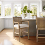 Farmhouse Armed Cane Back Counter Stool Barstool