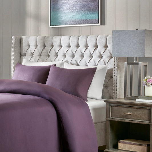 Upholstered Winged Tufted Bed Headboard, Soft Grey *