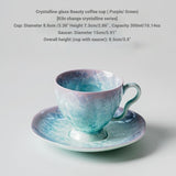 Crystalline Glaze Ceramic Coffee Cup & Saucer