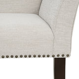 49.5" Low Back Flared Arms Upholstered Bench, Cream