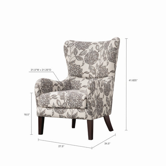 Floral High Wingback Chic Accent Chair *