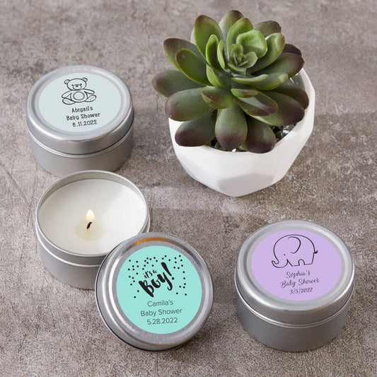 Vanilla Candle Tin Party Favors for Baby Showers