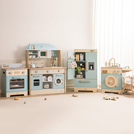 Robud Wooden Kids Kitchen PlaySet Series - Green and Gold