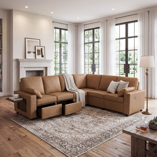 Levi 104'' Wall Hugger Reclining Sectional Sofa with Storage