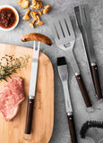BergHOFF Essentials BBQ Set with Wood Handles Tongs, Spatula and Brush (3-Pieces)