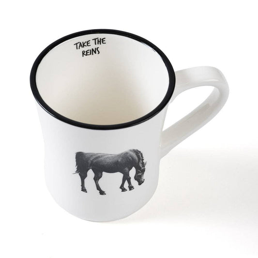 Black & White Rocky Horse Ceramic Coffee Mug