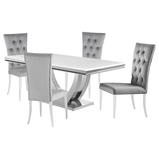 Kerwin 5-Piece Rectangular Dining Table Set Grey and Chrome