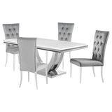 Kerwin 5-Piece Rectangular Dining Table Set Grey and Chrome