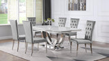 Kerwin 7-Piece Rectangular Dining Table Set Grey and Chrome