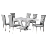 Kerwin 7-Piece Rectangular Dining Table Set Grey and Chrome