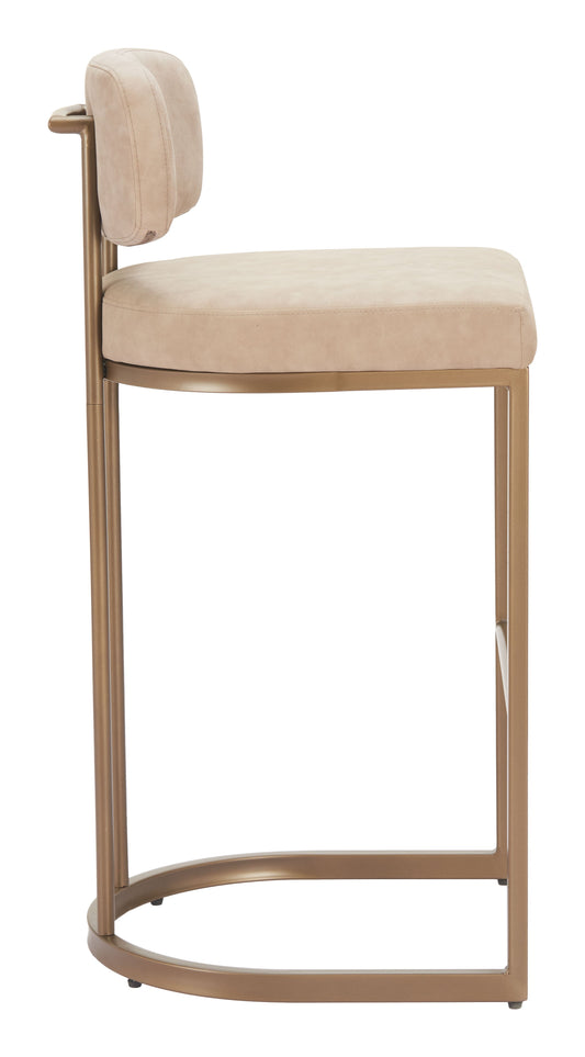 Velar Barstool (Set of 2) Beige & Bronze