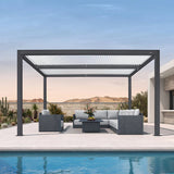 PURPLE LEAF Athena Louvered Pergola Modern Grey Pergola with White Roof for Deck Backyard Garden