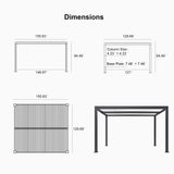 PURPLE LEAF Athena Louvered Pergola Modern Grey Pergola White Roof with Sanori Patio Couch Set Modular Sofas for Deck Backyard Garden