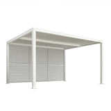 PURPLE LEAF Athena Louvered Pergola white Outdoor Aluminum Pergola with Shutter Wall Adjustable Gazebo Rainproof for Patio Deck Garden