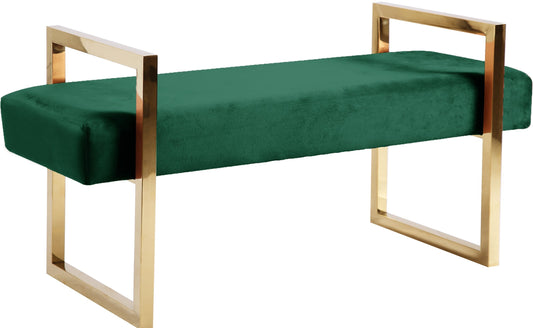 Olivia Luxurious Velvet Bench with Gold Stainless Steel Legs – Elegant Contemporary Seating Piece