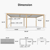 PURPLE LEAF Caesar Louvered Pergola Outdoor Wood Grain Aluminum Pergola with Adjustable Roof Patio Hardtop Gazebo for Backyard Garden