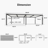 PURPLE LEAF Caesar Outdoor Louvered Pergola Patio Sun Shade Shelter with Adjustable Hardtop Patio Pergola Gray Frame White Roof